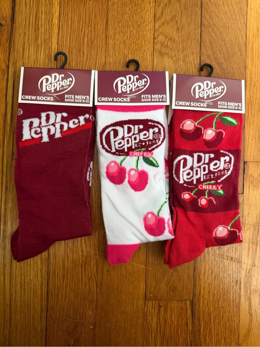 Dr Pepper Men’s Cherry Crew Socks - Red & White